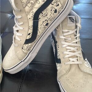 Vans Disney 101 Dal Cream and Black High-Top Sneakers